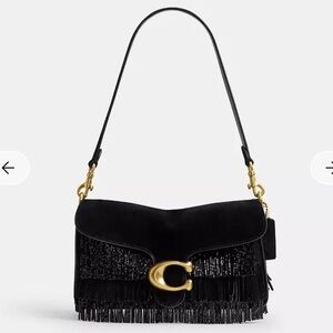 Coach Black Tabby Shoulder Bag with Crystal Fringe 26